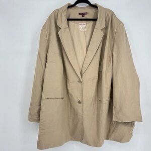 Jessica London Women’s Linen Blend Office Blazer Jacket Beige Tan NWOT Size 38